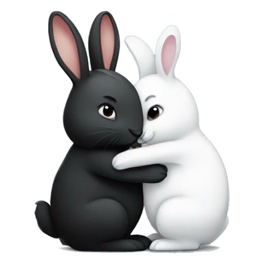 Black rabbit hugging white rabbit  sticker