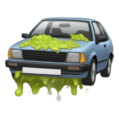 205 car with vomit sticker