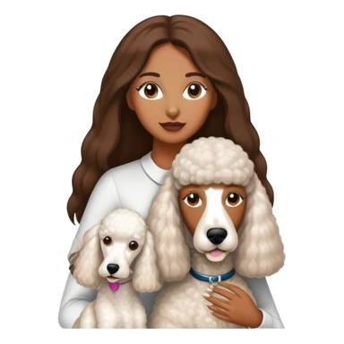 White Standard Poodle and Straight long hair brown skin Women sticker