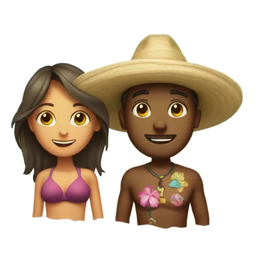 Guy and girl on beach in Mexico sticker