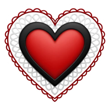 red and black heart with white lace, more black than red sticker