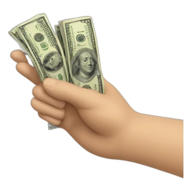 a hand with a lot of dollars sticker