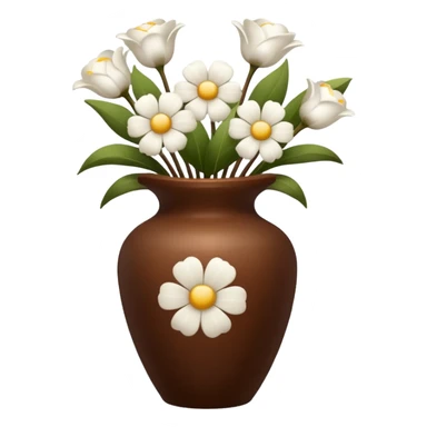 White flowers Cotton in a brown vase sticker