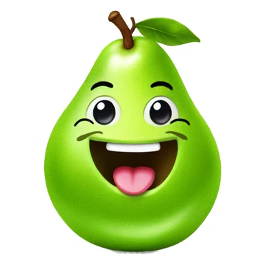 Shiny Green Cute pear with tongue sticker