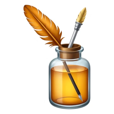 feather quill and ink bottle sticker