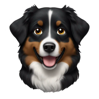 Small black australian shepherd dog with black muzzle sticker