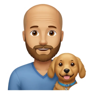 men with dog, 3 day beard, no hair sticker