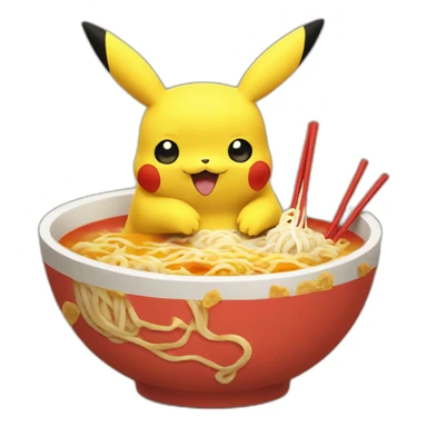 pikachu eating ramen sticker