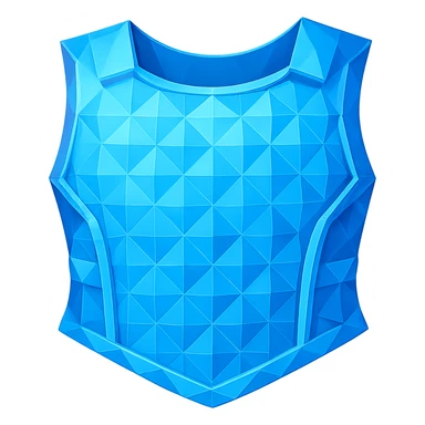 Make the diamond plate body a little bit lighter blue to match the color of the diamond plate legs shown in the reference. Keep it sleeveless and crystalline. The style should resemble emoji style with a transparent background. sticker