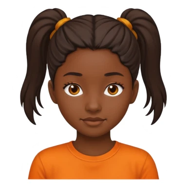 black girl with orange shirt and ponytail sticker