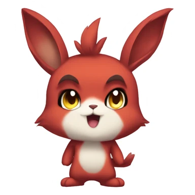 Anthro Sona Angry Edgy Fakemon Full Body Red Rabbit Squirrel Chibi Cute  sticker