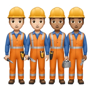 group of multiracial railway engineer standing full body sticker