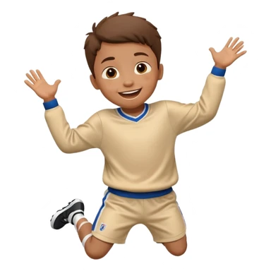 A small kid in an oversized jersey, jumping with excitement. sticker