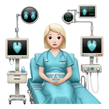 a patient waking up before a surgery, with monitors etc sticker