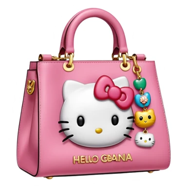 Ultra realistic dolce and Gabbana bag with a colorful trending hello kitty embellishment  sticker