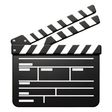 Ultra simplified movie clapper with black and white colors, two simple rectangles with a diagonal line, minimal design sticker
