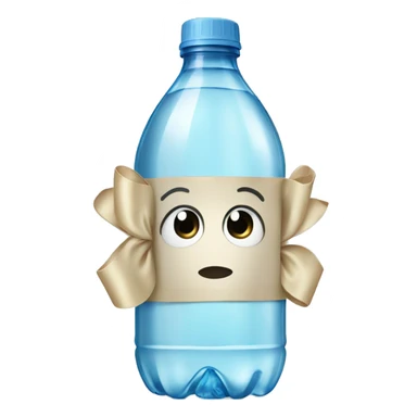 Bottle of water with a bow sticker