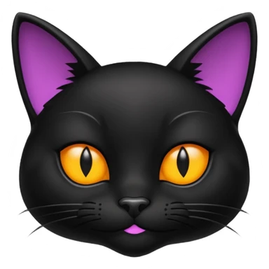 black cat head with a sly smirk, high contrast, playful expression, Twitch emote style sticker