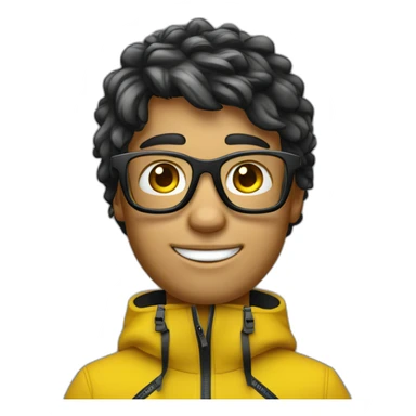 Un garçon blanc à das lunettes de ski il a cheveux noirs sticker