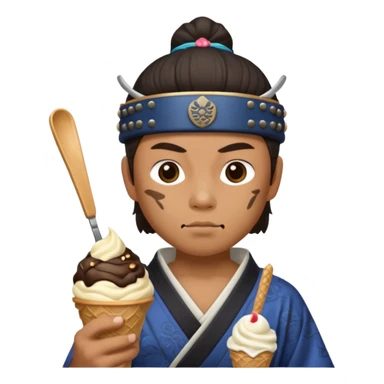 SAMURAI  EATING WITH ICECREAM sticker