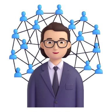 business manager avatar in front of a digital community network sticker