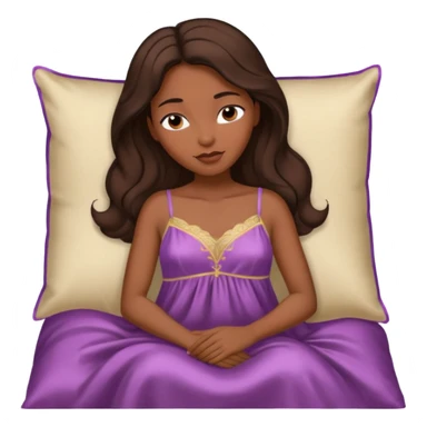 sleeping beauty african american woman with dark brown hair with a silk pillow sticker