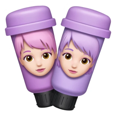 tubes of pastel pink and pastel lilac hair dye, with caps off sticker