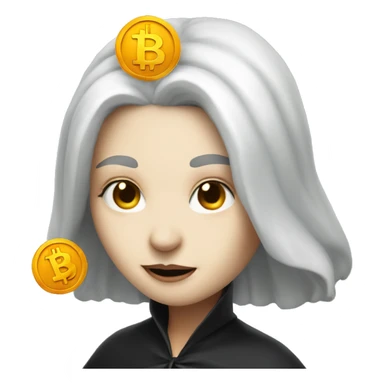 Witch with bitcoin, cute, white skin, white hair sticker