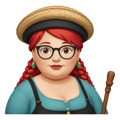 woman glassess, very fat venice gondolier with iconic hat and red hair woman braided sticker