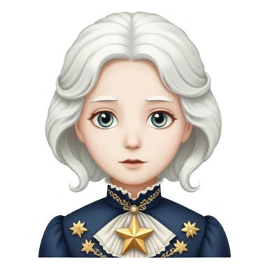 Victorian era character with pale white skin, white hair, and star-shaped eyes wearing historical Victorian clothing sticker