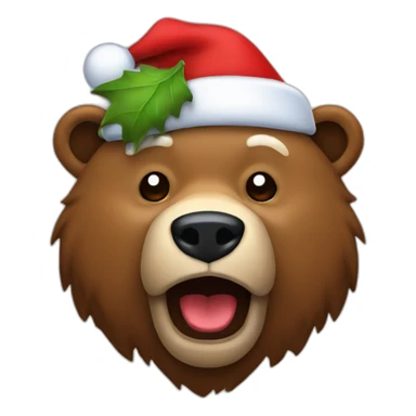 santa claus with hat as a grizzly head sticker