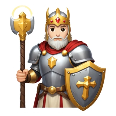 paladin hero with holy shield and glowing hammer sticker
