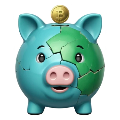 with piggybank with crypto  sticker