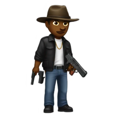 Gangster with a gun in the gang bloods sticker