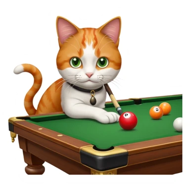 cat playing billiards sticker