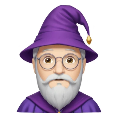 dumbledore white hair, wear glasses, purple magic hat sticker