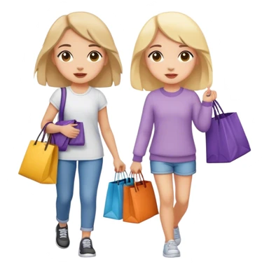 A girl walking down the sidewalk with bags in her hand with her best friend’ with bags  sticker