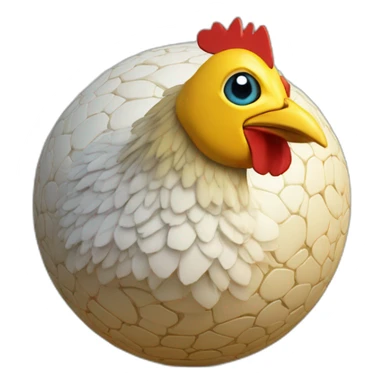 3d sphere with a cartoon Chicken Jockey skin texture with Eye of Horus sticker