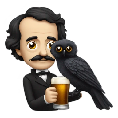 Edgar Alan Poe tomando cerveza sticker