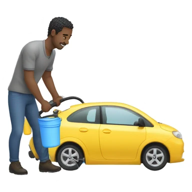 man washing a car with pressure washer sticker