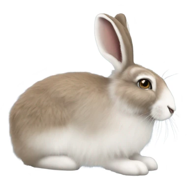 snowshoe hare very fluffy, no legs. laying down, side view, blue eyes sticker