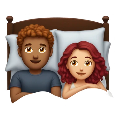 Burgundy haired girl and boyfriend cuddling in bed sticker