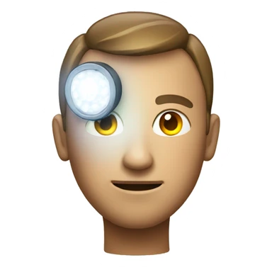 A face with a real flashlight on the head sticker