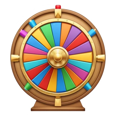 colorful fortune wheel with multiple sections and a spinner arrow sticker