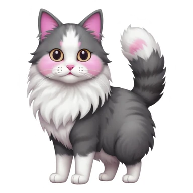 full body half dark grey and half white cat sticker