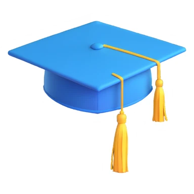 blue graduation cap with yellow tassel sticker