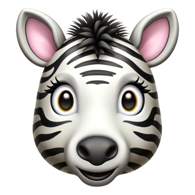 Cinematic Cute Zebra Portrait Emoji, Head tilted playfully and inquisitively, featuring a glossy, intricately striped Fur of black and white with round, sparkling eyes filled with curious wonder, Simplified yet irresistibly adorable features, highly detailed, glowing with a warm, friendly glow, high shine, affectionate and spirited, stylized with a touch of savannah whimsy, bright and endearing, soft glowing outline, capturing the essence of a mischievous yet loving zebra, so playful it feels like it could prance out of the screen and into your arms! sticker
