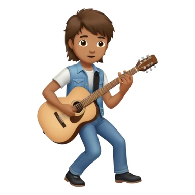boy with mullet brown hair and playing a guitar sticker
