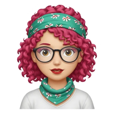girl with curly  peppermint hair and bandana and glassess sticker