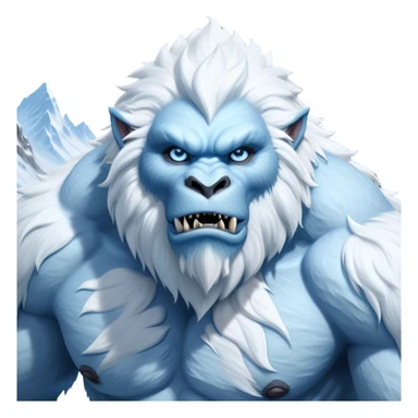 Cinematic Realistic WoW Yeti Portrait, depicted as a majestic, colossal creature of the frozen wilds, with thick, shaggy fur in pristine icy white and subtle pale blue highlights. His powerful, muscular frame and piercing ice-blue eyes exude ancient wisdom and raw strength. Rendered with lifelike texture and natural frosty lighting, high shine, noble and imposing, capturing the essence of a legendary yeti guardian. sticker